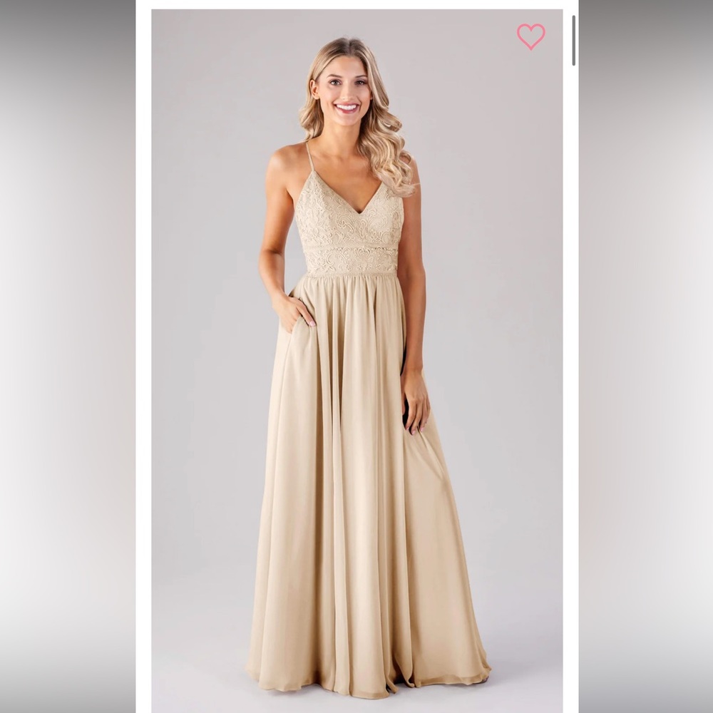 Kennedy Blue lace Cameron bridesmaid dress in Champagne with pockets